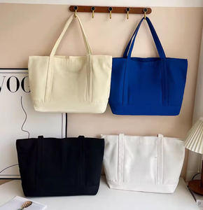 Bolso de compras de lona de algodón orgánico con logo impreso personalizado, bolso cruzado de alta calidad - Product Image 2