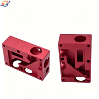Bloc en alliage d'aluminium usiné sur mesure par CNC, anodisé rouge, pièces usinées avec précision, service d'usinage 5 axes OEM ODM