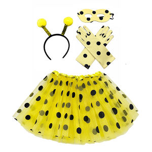 3 a 8 años Niña FIESTA DE Halloween abeja mariquita disfraz negro lunares tutú falda diadema máscara y guantes para chico Cosplay traje - Product Image 1