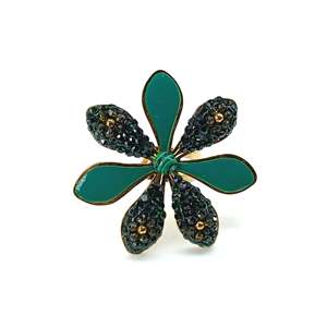 Crystal Flower <b>Ring</b> 316L Stainless Steel PVD <b>Gold</b> Plating Sustainable Resistant Jewelry - Product Image 1