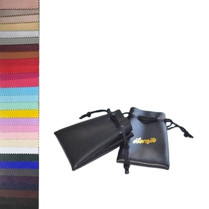 Sac à cordon en cuir synthétique réutilisable, pochette à bijoux en similicuir - Product Image 4