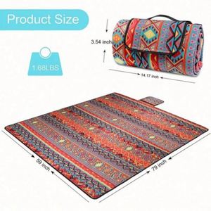 Tapis de pique-nique de plage pliable, léger, durable, imperméable, en coton polyester, style bohème, design personnalisé - Product Image 2