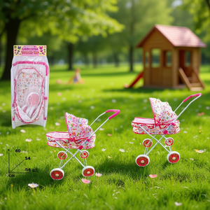 Poussette tendance Go Pram 60x55x34 cm, design floral rose, poussette pour poupée - Product Image 3
