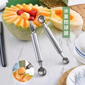 Juego de herramientas para tallar melón y frutas de acero inoxidable, 2 piezas, para sandía y plato de frutas - Product Image 3