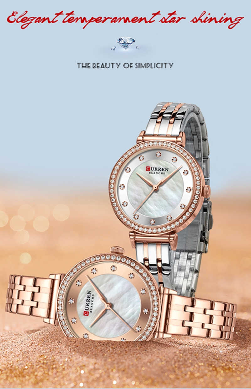 CURREN-montre à Quartz pour femme, Bracelet en diamant, étanche, en acier inoxydable