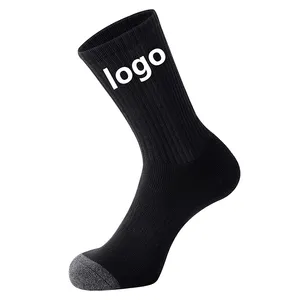 Wholesale High Quality Custom Logo Outdoor Sports Black Socks Men'S Running Custom Basketball Socks