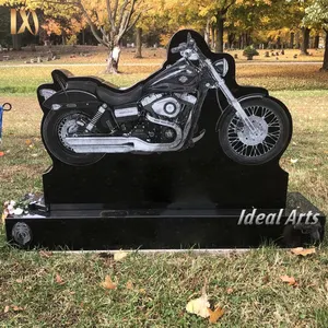 Ideal Arts high quality black russian motorcycle cemetery tombstone monuments marble cremation headstone