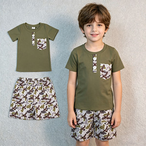 Ensemble 2 pièces T-shirt et short camouflage aigle pour bébé garçon, collection décontractée d'été, prêt à expédier (RTS), vêtements assortis pour frères - Product Image 3