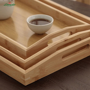 Plateau à thé rectangulaire solide de ménage de palette en bois de bambou écologique et plateau de tasse d'eau plateau en bois - Product Image 6