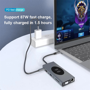 Adaptor Multiport USB C Hub 15 In 1, Pengisi Daya Nirkabel 4K HD, Pembaca Kartu TF SD 5W/ 7.5W/10W - Product Image 4