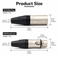 Connecteur XLR professionnel 3 broches, ensemble de fiches mâles et de prises femelles, connecteur audio de haute qualité pour microphones, mixeurs et amplificateurs