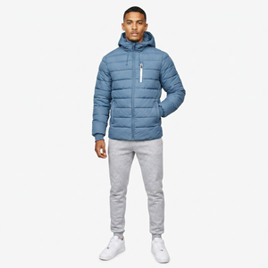 Oem Service New Style Men's Canvas Puffer <b>Jacket</b> with Stand Collar and Front Logo Quick Dry Breathable Winter <b>Slim</b> <b>Fit</b> 2026 - Product Image 1