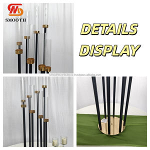 Candelabre de centre de table en métal doré et noir de qualité supérieure pour décoration de mariage - Product Image 2