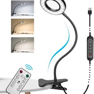 EGH Indoor Lighting Desk Lamps 120mm 3 Colors USB Clip Circle Portable Desk Table <b>Light</b> With <b>Remote</b> - Product Image 4