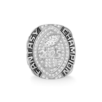 Bague de championnat de football fantastique personnalisée plaquée or rose, trophée de récompense du champion FFL