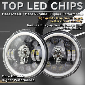 Phare LED Crâne 7 Pouces avec Anneau Halo Blanc/Jaune 75W 7500lm 6000K H4 pour Voitures Universelles et Wrangler - Product Image 4