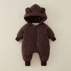 Newborn Infant Baby Boy Clothing 100% Polyester Winter <b>Snowsuit</b> Romper Thick Warm Solid Baby Pajama - Product Image 3