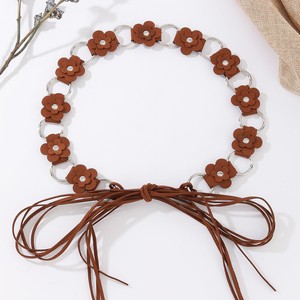 Boho Flower Waist Chain <strong>Belt</strong> for Women Sweet Suede Floral Metal Link Cinch <strong>Belt</strong> Summer Beach Dress Decorative Tassel Skinny <strong>Belt</strong> - Product Image 1
