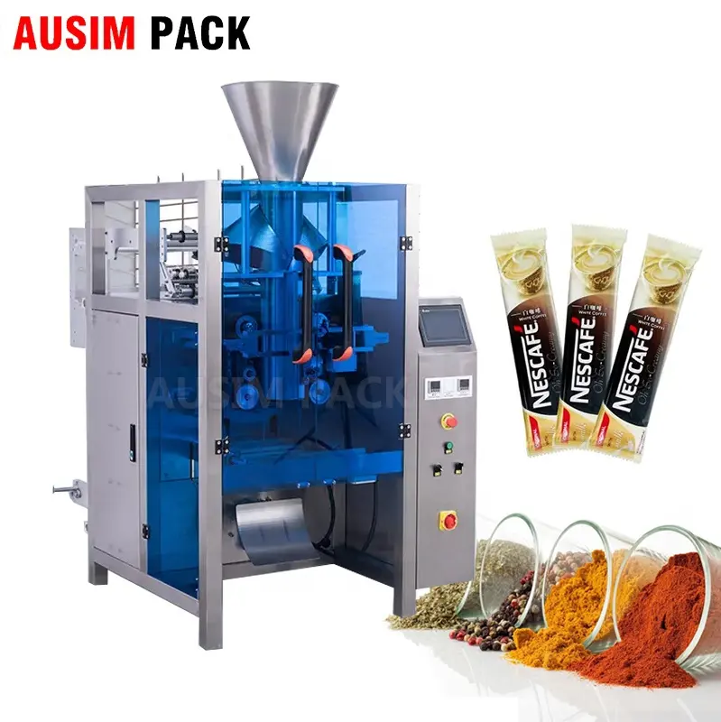 Oploskoffie Sachet Vulmachine Suiker Chocolade Droog Melkpoeder Zakje Machine Automatische 4 Zijden Afdichting 3 In 1