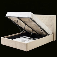 Ensembles de chambre à coucher d'usine base de lit Queen beige tiroirs tête de lit tufté cadre de plate-forme lit Double matelas meubles de maison