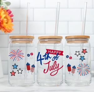 4Th of July Decoration Iced Coffee With Lid and Straw Patriotic Party Cup - Product Image 1
