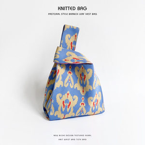 Bolso de mano de poliéster tejido estilo étnico versátil con patrón geométrico exquisito, ideal para viajes y recuerdos. - Product Image 4