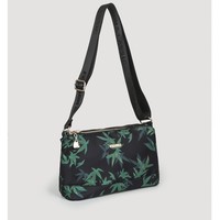 Tas Selempang Wanita Motif Daun Bambu Tas Bahu Nilon Ringan Kasual Tas Tangan Persegi Kecil dengan Tali Dapat Disesuaikan