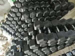 Haltères hexagonaux en fonte personnalisés, prix usine EXW, 2,5 kg-60 kg, ensemble d'haltères en caoutchouc - Product Image 5