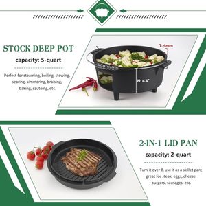Premium Lightweight Cast Iron Dutch Oven & Camping <b>Pot</b> with 2-in-1 Frying Skillet Lid 4-5L Capacity for Gas & Induction Stoves - Product Image 3