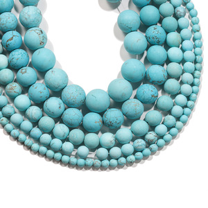 Perles de turquoise naturelle givrée, rondes, 4, 6, 8, 10, 12 mm, perles en pierre lâches pour la fabrication de bijoux, accessoires de chaînettes - Product Image 1