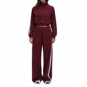 Completo Casual Comodo a Due Pezzi con Maglione Traspirante a Contrasto Colore e Pantaloni a Vita Alta, Vestibilità Ampia, Ideale per l'Esterno - Product Image 6