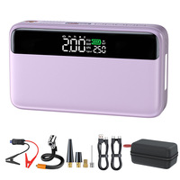 Démarreur de voiture 4 en 1, gonfleur de pneus 12V, batterie externe 10000mAh, lampe LED SOS, allume-cigare, courant de crête 1500A, violet, pour petite amie, fête des mères