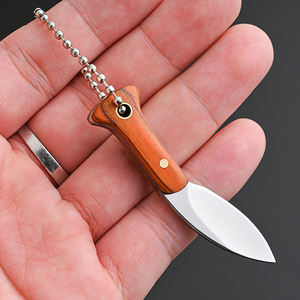 HongRui Mini Funda de cuero para acampar cuchillo con hoja fija de acero 3CR y mango de madera para EDC senderismo OEM personalizable - Product Image 6