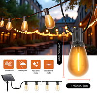Guirlande solaire S14 de 30 m, étanche, pour extérieur, jardin, patio, cour, 50 ampoules, 2700K blanc chaud, économie d'énergie