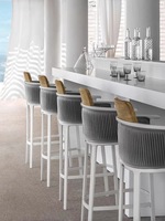 İskandinav Halat Rattan Alüminyum Su Geçirmez Yemek Sandalyesi Veranda Restoran Alüminyum İstiflenebilir Açık Hava Bar Sandalyesi Bahçe Otel İçin