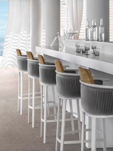 Nordic Rope Rattan aluminum <b>Waterproof</b> Dinning Chair Patio Restaurant Aluminium Stackable Outdoor bar Chair for Garden hotel - Product Image 1