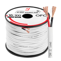 Câble de haut-parleur stéréo mural à faible bruit 0,75 mm 1,5 mm 2,5 mm 4,0 mm, 2 conducteurs, 38*0,16 mm, conducteur en cuivre OFC, gaine en PVC blanc CL2