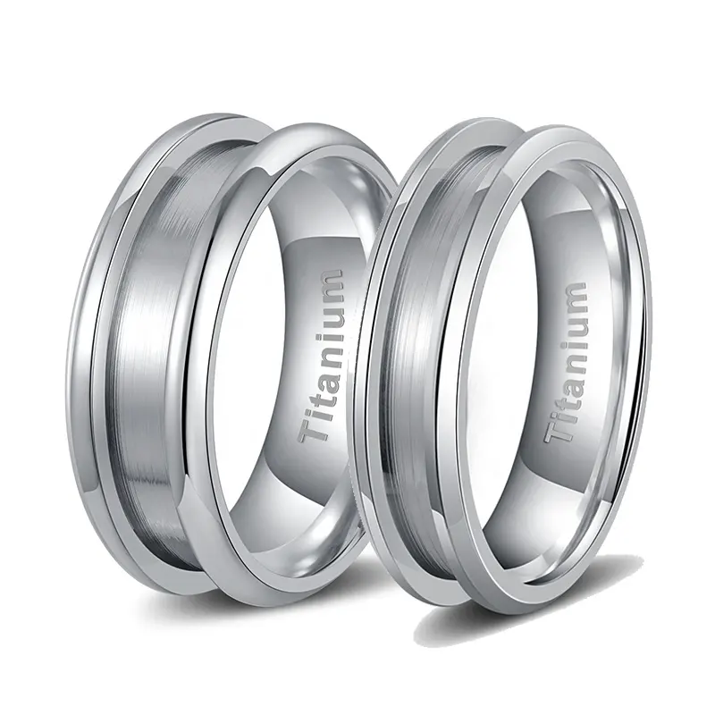 Anello vuoto in titanio lucido POYA per intarsio 8mm 6mm 4mm personalizza anelli vuoti Laser