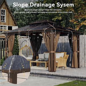 Pérgola Bioclimática de Policarbonato com Teto Duplo Permanente para Pátio Pequeno, <span class=keywords><strong>Gazebo</strong></span> Externo com Tela, Teto Rígido 10 x 12 - Product Image 5