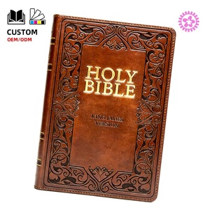 Impresión <span class=keywords><strong>de</strong></span> Libros Personalizados, <span class=keywords><strong>Biblia</strong></span> Sagrada Católica en Inglés KJV con Borde Dorado y Cubierta <span class=keywords><strong>de</strong></span> Cuero - Product Image 1