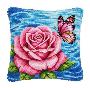 Kits de Ganchillo con Diseño de Capullos de Rosa Rosados, Funda de Almohada Suave con Estampado de Flores, Juego de Punto de Cruz, Hilos para Bordar para Niños - Product Image 2