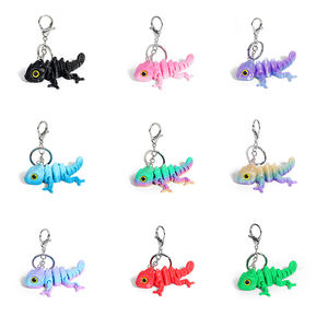 Vashine 3D personnalisé OEM imprimé coloré PLA porte-clés enfants figurines d'action Joint jouets mobiles mignon amical dessin animé caméléon - Product Image 6