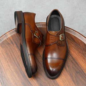 Chaussures Derby anglaises, finition laquée rehaussante, cuir véritable brillant, design gravé, robustes, légères, imperméables pour l'automne - Product Image 3
