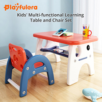 Ensemble table et chaises en plastique pour enfants, personnalisable, design moderne, pour la maison, l'école, l'hôtel, design sécurisé, thème éléphant, 3 couleurs, service OEM/ODM