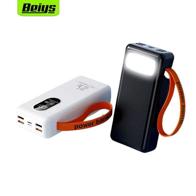 New Arrival Multi Port Power Bank 30000mAh PD 22.5W Fast Charging Four USB USB-C Output With LED Light Lanyard Digital Display
