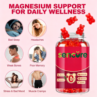 Complément alimentaire en glycinate de magnésium sous forme de oursons gélifiés, enrichi en fibres et minéraux pour améliorer la mémoire et favoriser la relaxation