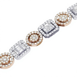 Collier de Luxe pour Femme en Or Massif 18K et Argent S925 avec Moissanite Taille Émeraude, Sertissage Clos, Chaîne à Maillons Géométriques, Plaqué Or Rose - Product Image 1