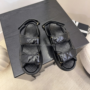Wholesale Channel Designer Brand Women's Chunky <b>Flat</b> <b>Sandals</b> Black Quilted Leather Buckle Open Toe Summer Fashion Luxury Trend - Product Image 5