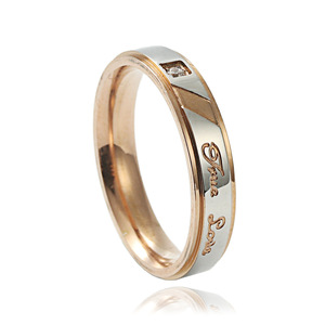 Titanium Steel <b>Couple</b> <b>Rings</b> Round Brilliant Cut Diamond Unisex Everyday Wear Jewelry 23008 - Product Image 1