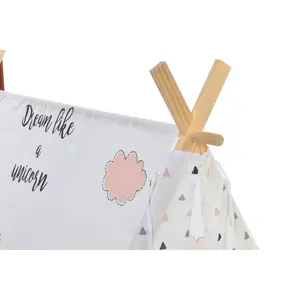 Tipi en coton et bois 110x110x106 Licorne - Product Image 4